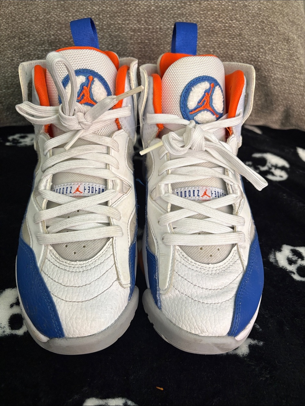 Jordan White Blue Orange Retro High-Top Sneakers